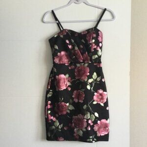 BCX Black and Pink Floral Mini Dress